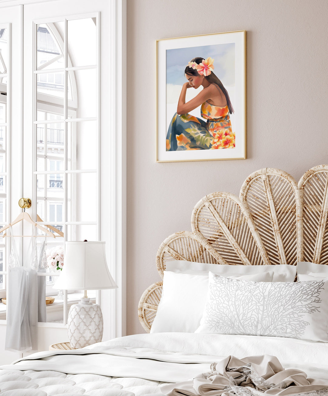 Miss Aloha Hawaiian Lady Digital Print | Coastal Wall Art