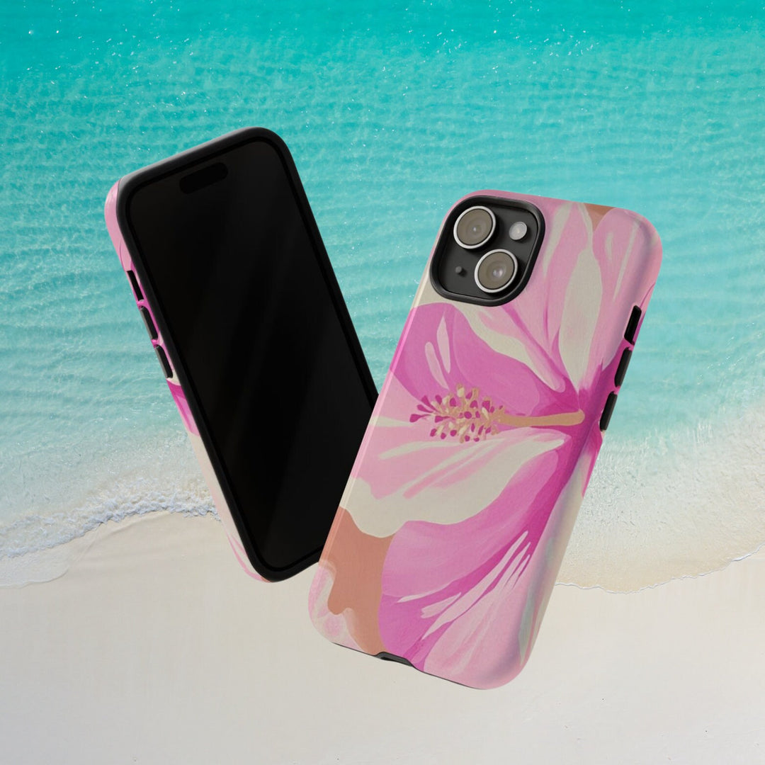 Hawaiian Sunset Phone Case - Pink Hibiscus Tropical Phone Case With Dual-Layer Protection