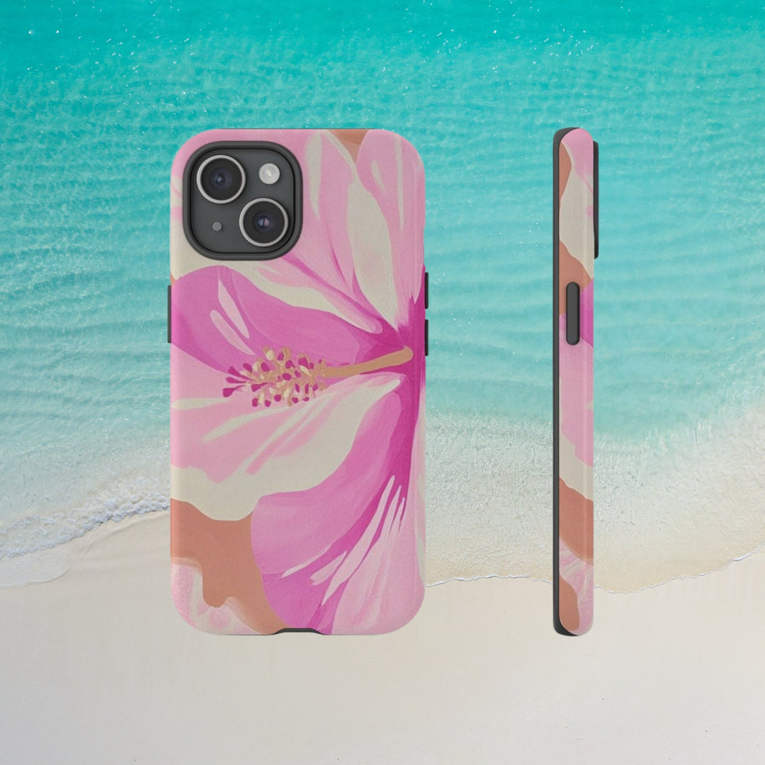 Hawaiian Sunset Phone Case - Pink Hibiscus Tropical Phone Case With Dual-Layer Protection