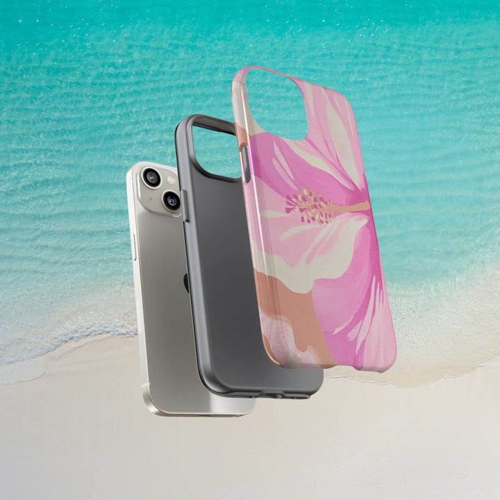 Hawaiian Sunset Phone Case - Pink Hibiscus Tropical Phone Case With Dual-Layer Protection