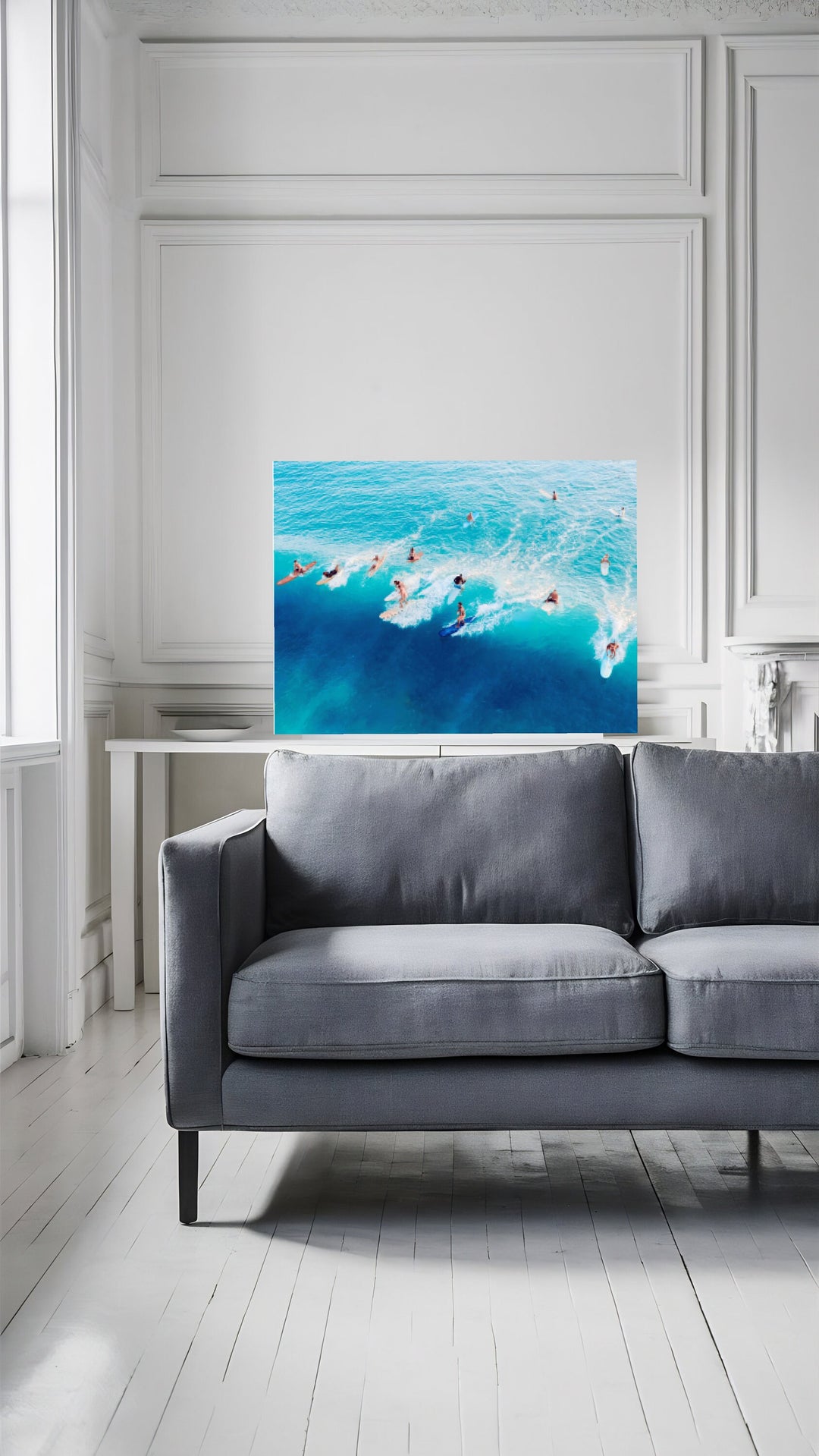 Aerial Surfers Poster – Surfing Wall Art | Coastal Wave Print on Fine Art Paper