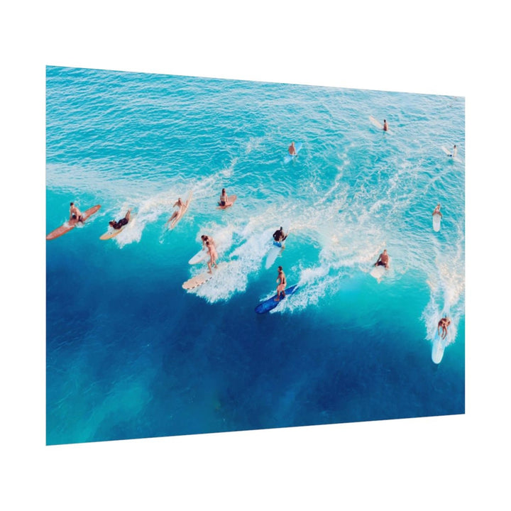 Aerial Surfers Poster – Surfing Wall Art | Coastal Wave Print on Fine Art Paper