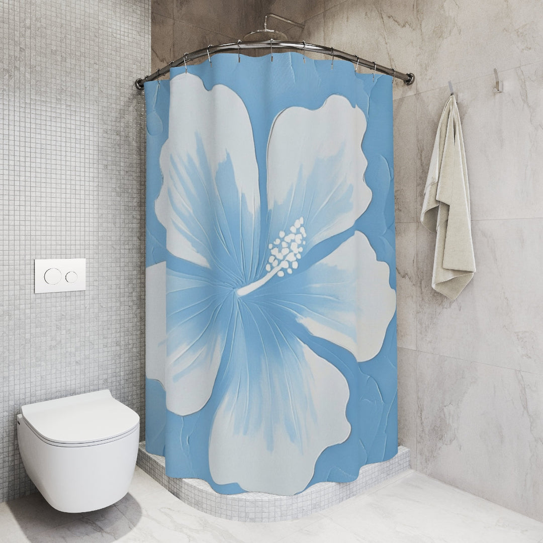 Tropical Hibiscus Shower Curtain - Waterproof Floral Bathroom Curtain, Easy Clean
