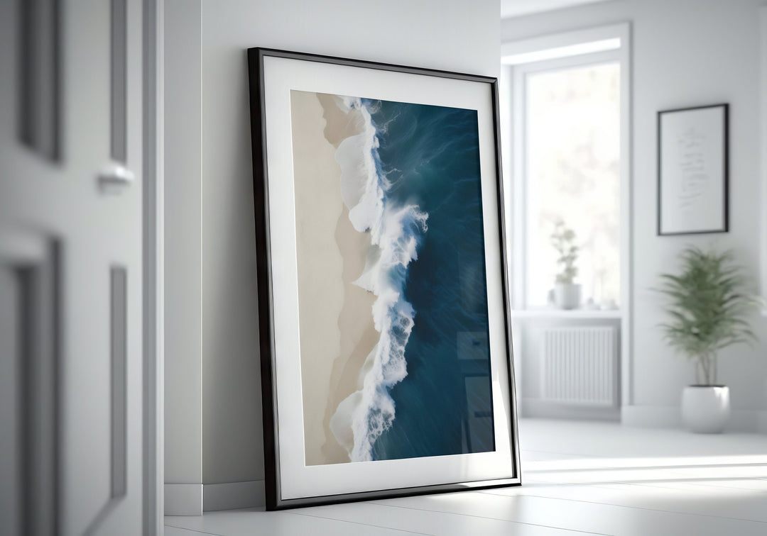 Aerial Surfers Poster - Coastal Digital Download | Beach Wall Art Print