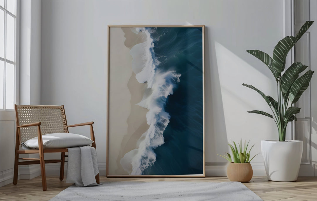 Aerial Surfers Poster - Coastal Digital Download | Beach Wall Art Print