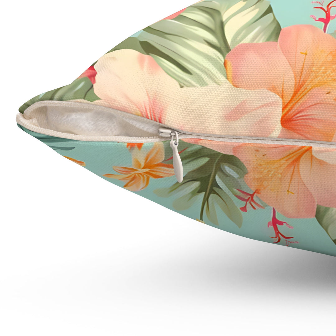 Hibiscus Throw Pillow | Double-Sided Hawaiian Floral Cushion for Coastal Home Decor