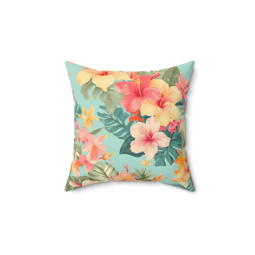 Hibiscus Throw Pillow | Double-Sided Hawaiian Floral Cushion for Coastal Home Decor