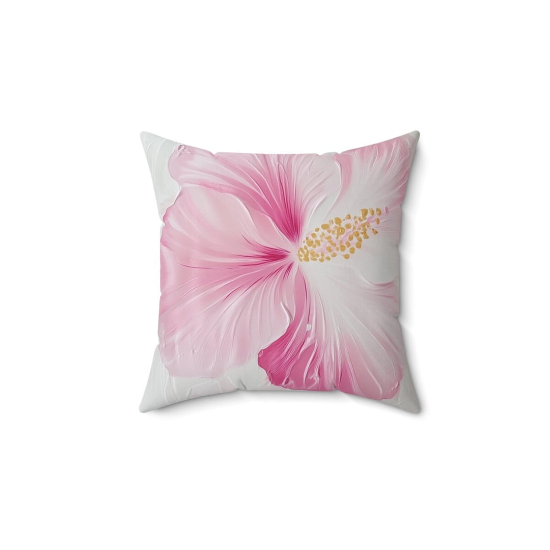 Tropical Throw Pillow | Pink Hibiscus Floral Cushion Cover for Coastal Decor