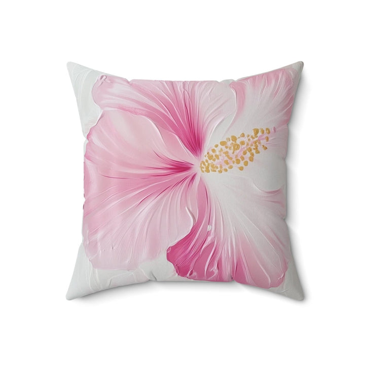 Tropical Throw Pillow | Pink Hibiscus Floral Cushion Cover for Coastal Decor