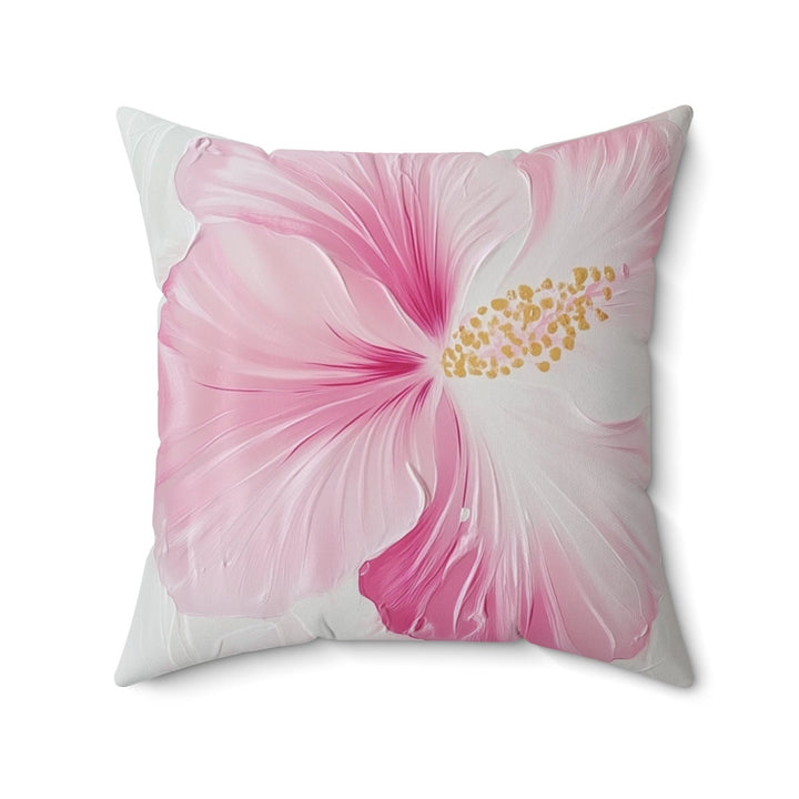 Tropical Throw Pillow | Pink Hibiscus Floral Cushion Cover for Coastal Decor