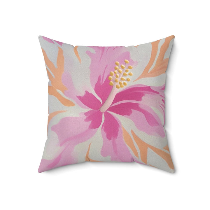 Tropical Throw Pillow | Pink Hibiscus Floral Cushion