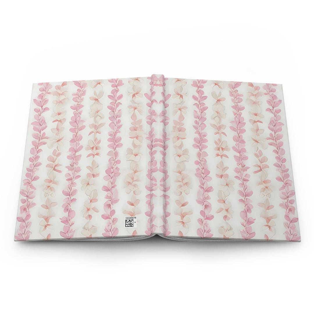 Hawaiian Flower Lei Hardcover Journal | 150 Lined Pages & Pink Plumeria Notebook