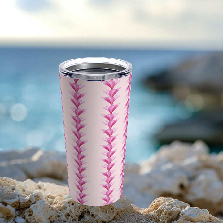 Pink Plumeria Tumbler – 20oz Stainless Steel Insulated Travel Cup With Tropical Floral Design