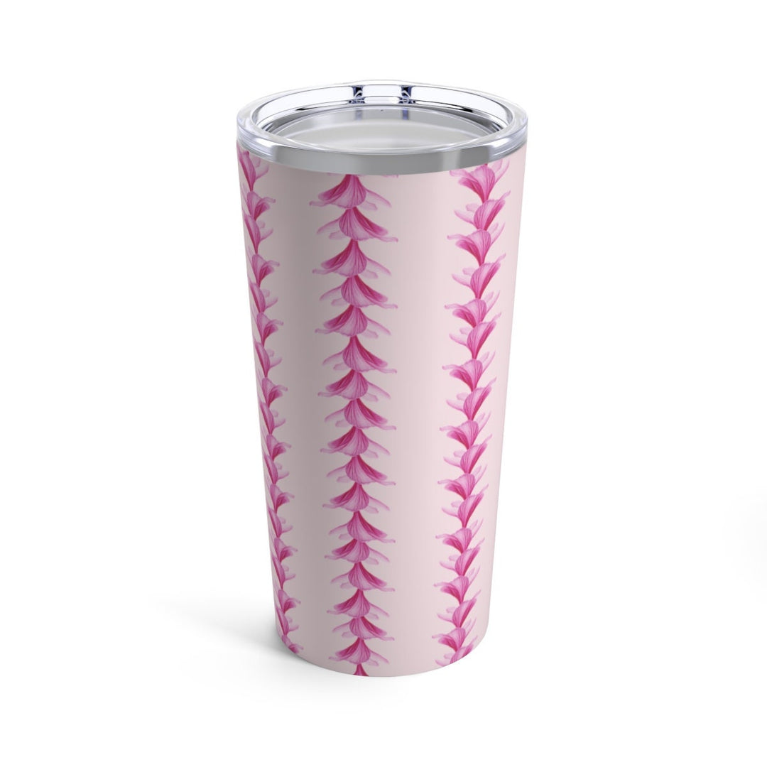 Pink Plumeria Tumbler – 20oz Stainless Steel Insulated Travel Cup With Tropical Floral Design