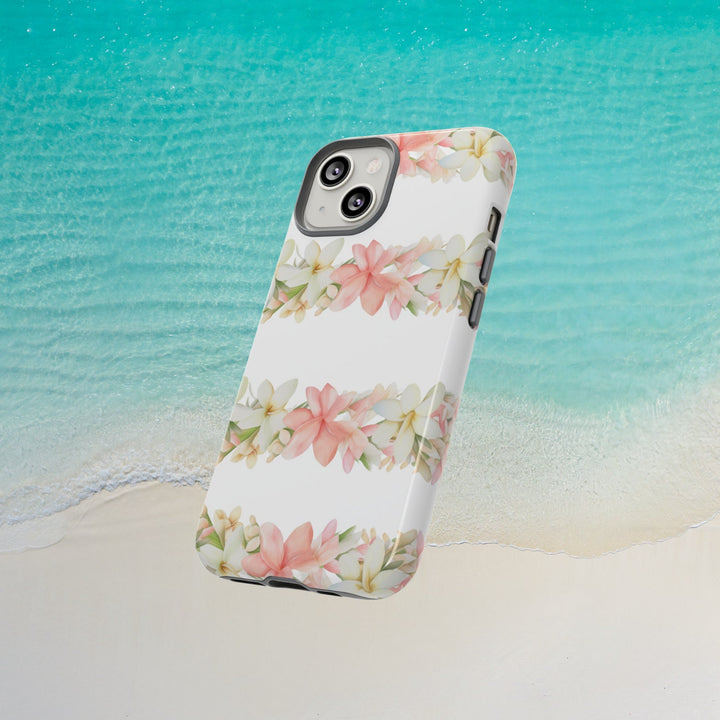 Tough Phone Case – Floral Phone Case with Pink Plumeria Design | Durable Dual-Layer Protection
