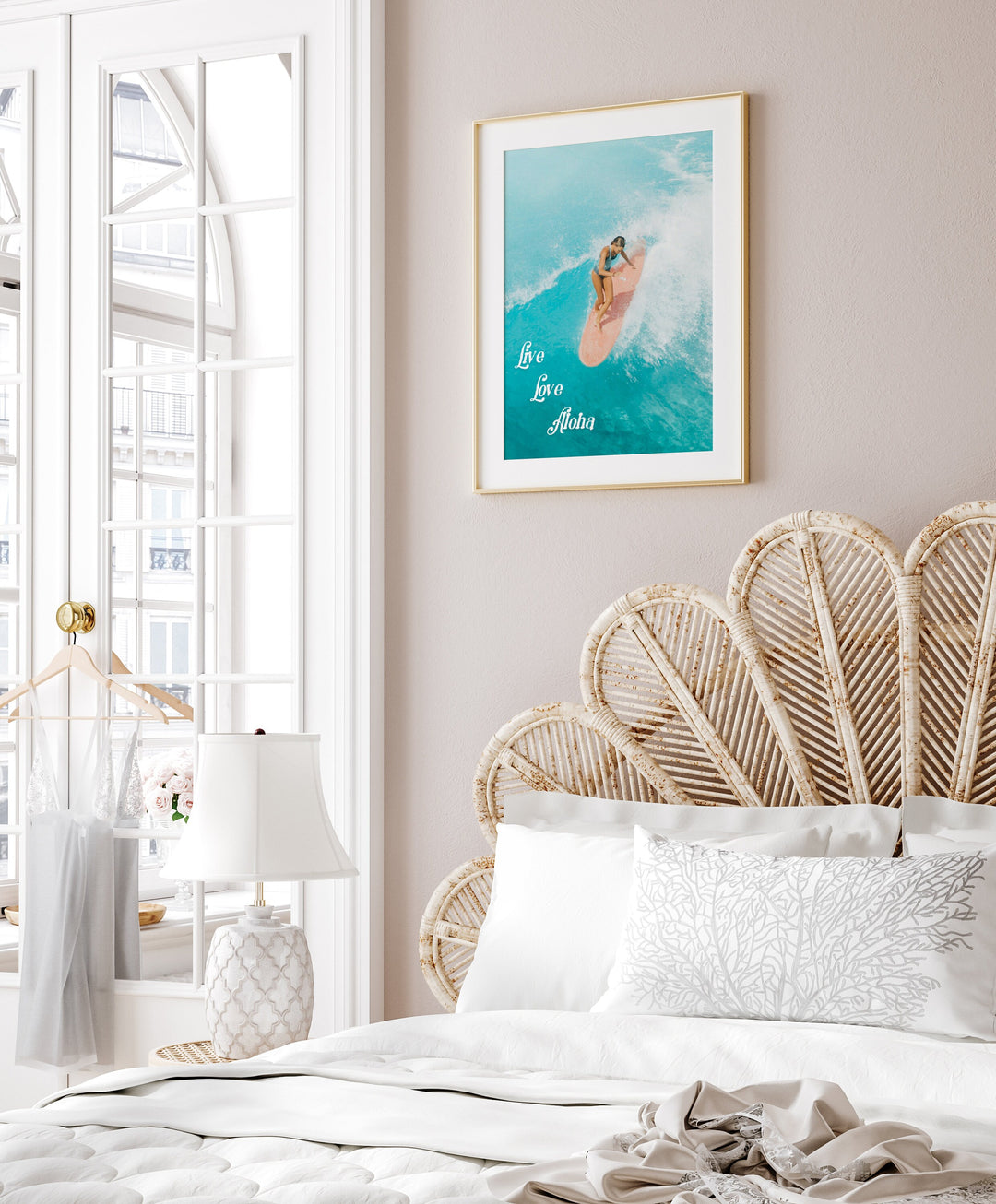 Aerial Surfer Wall Art - Hawaiian Surf Poster | Digital Surf Print Coastal Decor