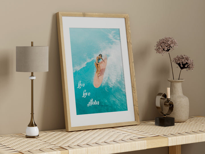 Aerial Surfer Wall Art - Hawaiian Surf Poster | Digital Surf Print Coastal Decor