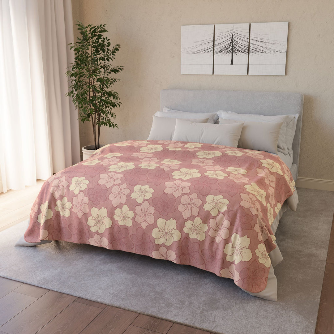 Mokule'ia Tropical Sherpa Blanket | Hawaiian Floral Plush Fleece Throw