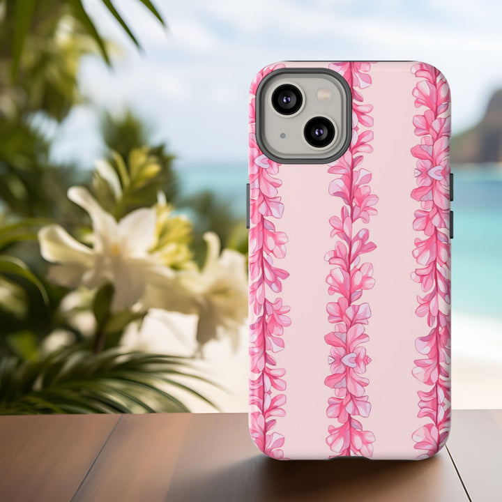 Tough Phone Case - Durable Dual-Layer Mobile Phone Case with Hawaiian Flower Lei Print