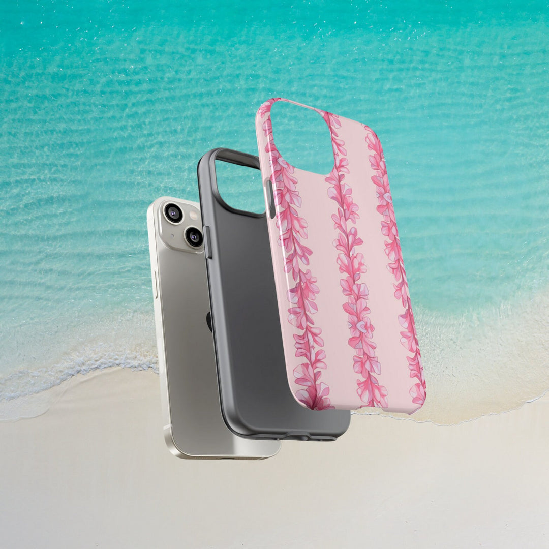 Tough Phone Case - Durable Dual-Layer Mobile Phone Case with Hawaiian Flower Lei Print
