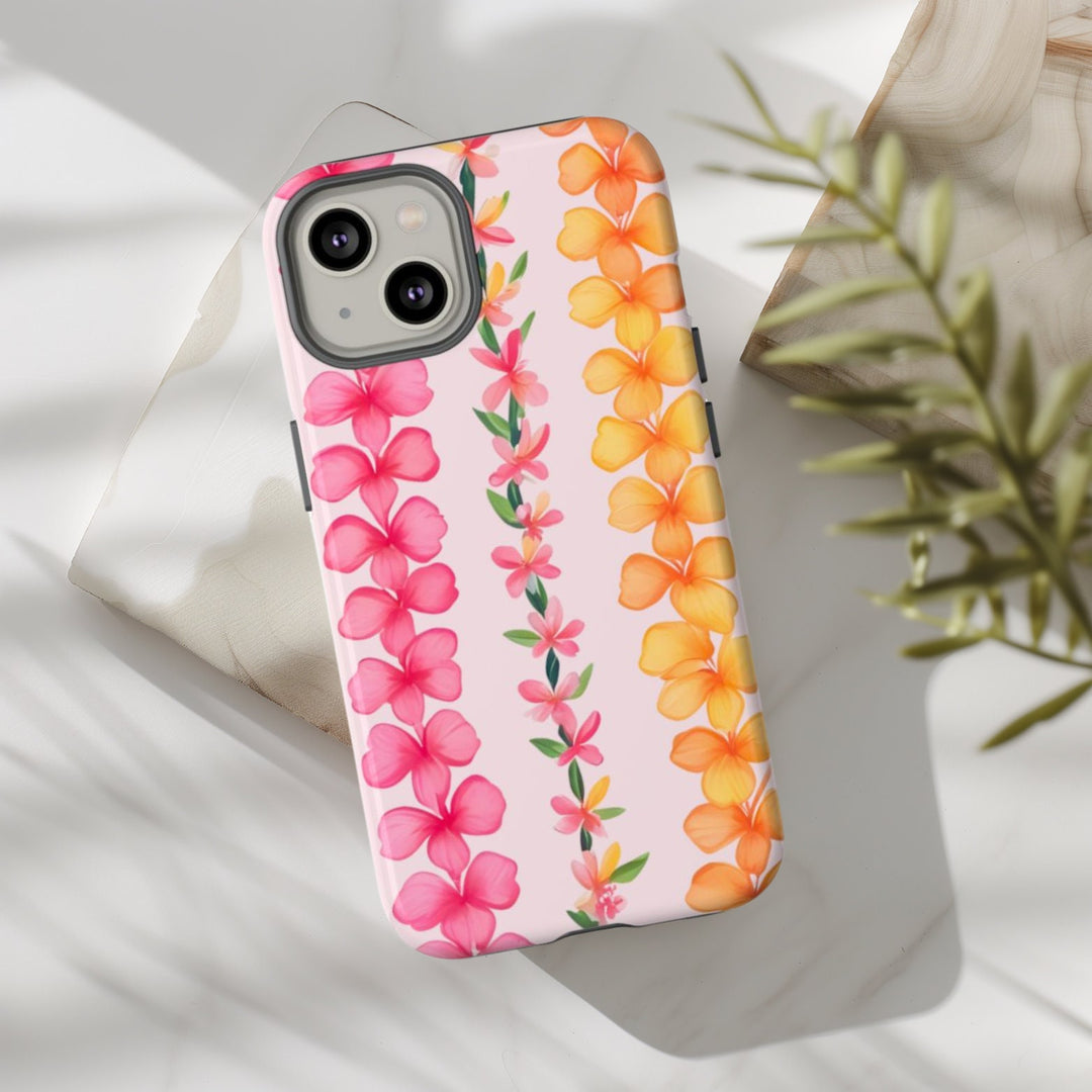 Tough Dual Layer Phone Case | Hawaiian Flower Lei Print for iPhone & Samsung