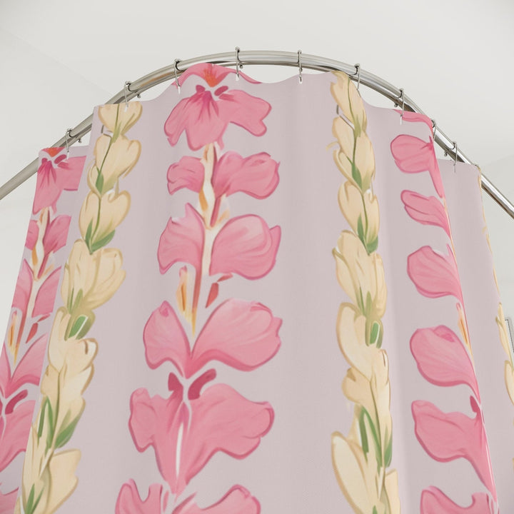 Pink Flower Lei Shower Curtain | Abstract Tropical Floral & Boho Waterproof Decor