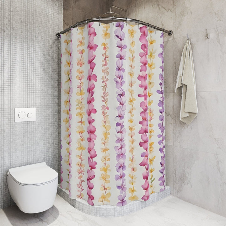 Hawaiian Flower Lei Curtain - Waterproof Shower Curtain With Tropical Floral Pattern
