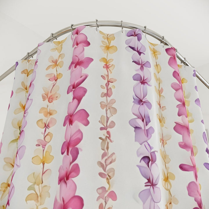 Hawaiian Flower Lei Curtain - Waterproof Shower Curtain With Tropical Floral Pattern