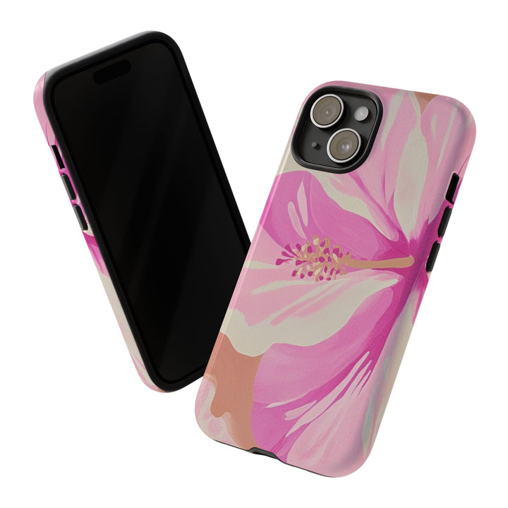 Hawaiian Sunset Phone Case - Pink Hibiscus Tropical Phone Case With Dual-Layer Protection