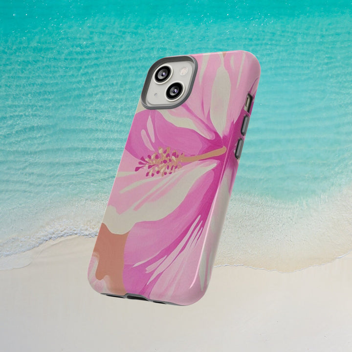 Hawaiian Sunset Phone Case - Pink Hibiscus Tropical Phone Case With Dual-Layer Protection