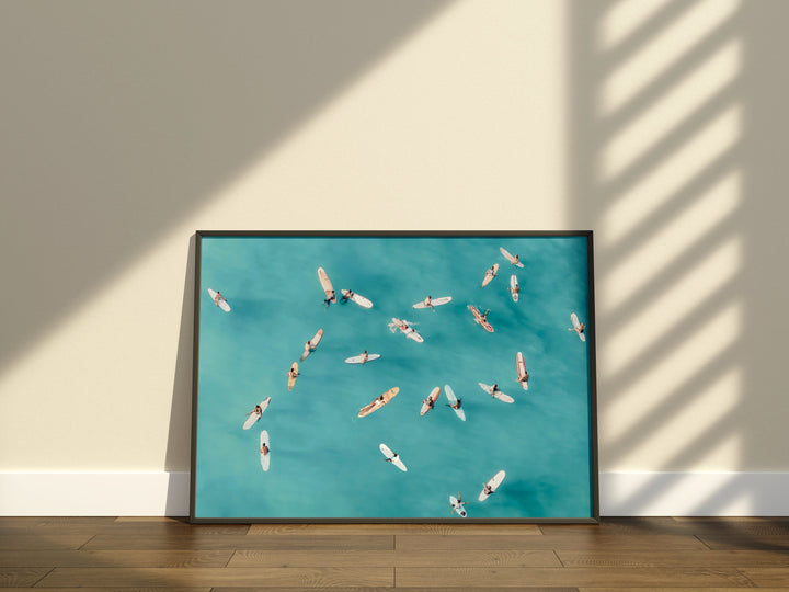 Sunset Beach Aerial Surf Art Digital Print | Coastal Beach Boho Poster