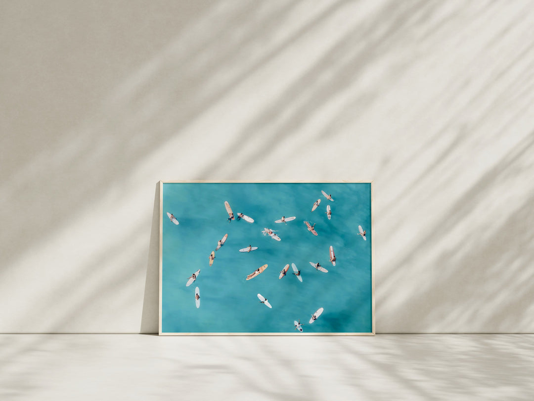 Sunset Beach Aerial Surf Art Digital Print | Coastal Beach Boho Poster