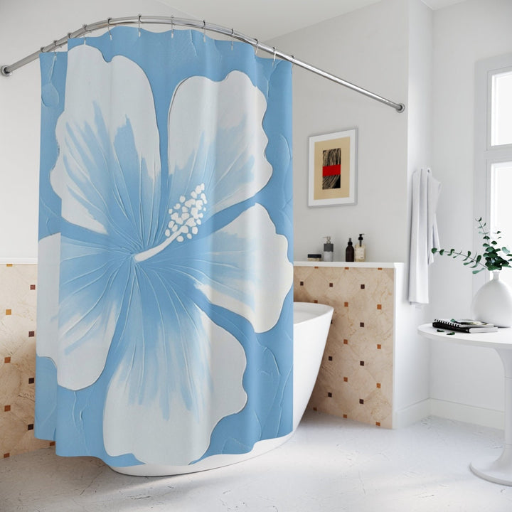 Tropical Hibiscus Shower Curtain - Waterproof Floral Bathroom Curtain, Easy Clean