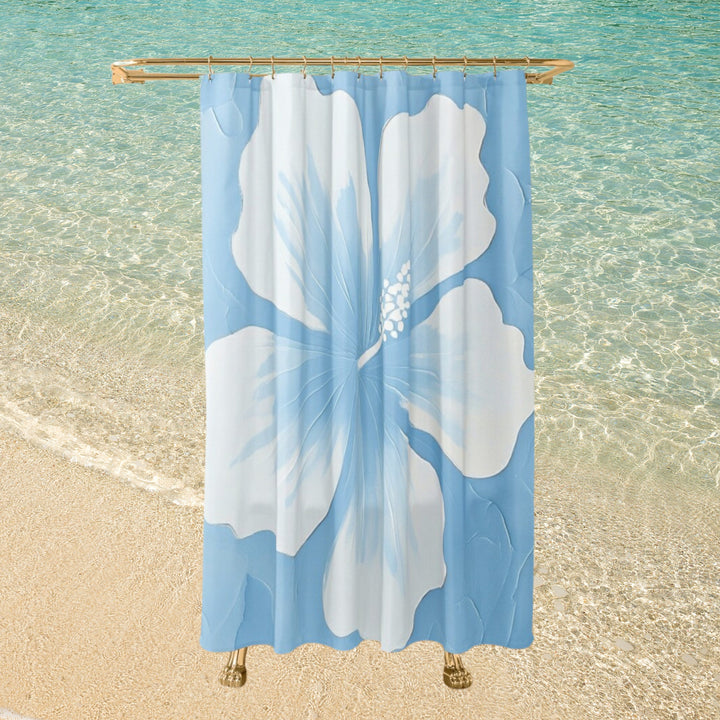 Tropical Hibiscus Shower Curtain - Waterproof Floral Bathroom Curtain, Easy Clean