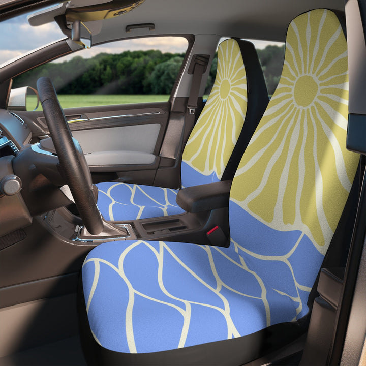Byron Bay Car Seat Covers (Set of 2) | Durable Retro Sun Universal Fit