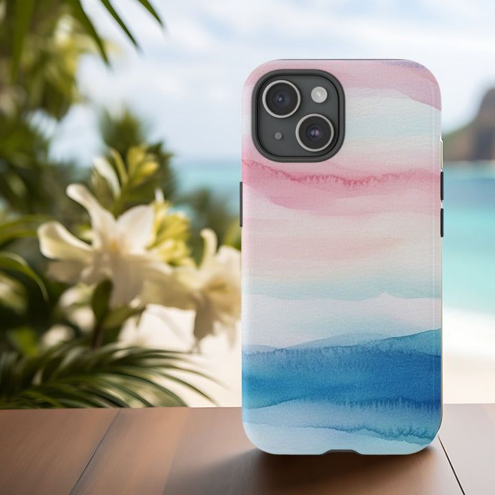 Tough Dual Layer Phone Case | Minimalist Ocean Surf Print for iPhone & Samsung