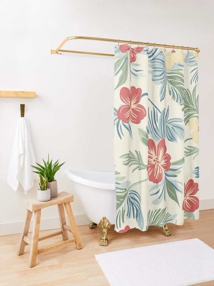 Hawaiian Garden Shower Curtain - Vintage Floral 72x72