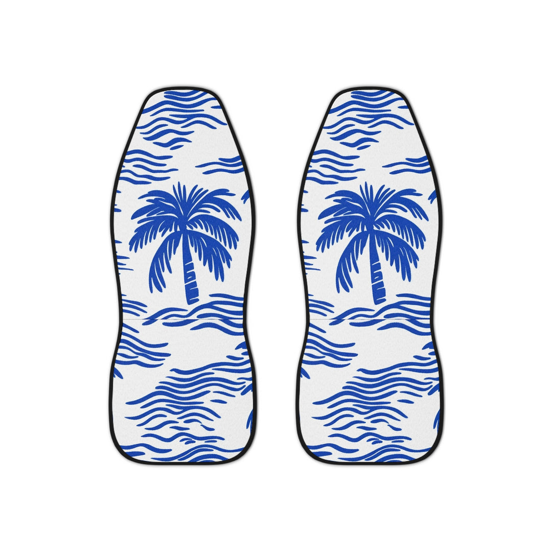 Waikiki Beach Car Seat Covers (Set of 2) | Blue Palm Tree Universal Fit Tropical Decor
