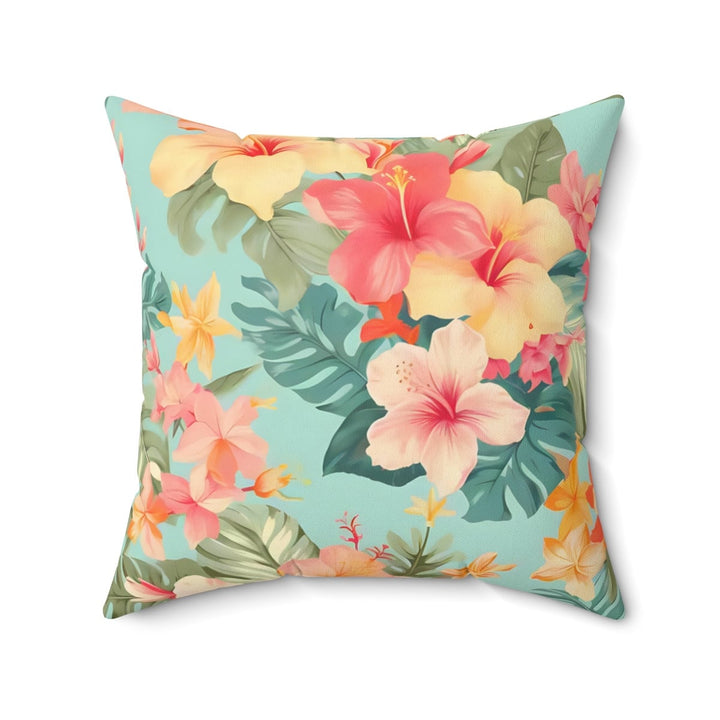 Hibiscus Throw Pillow | Double-Sided Hawaiian Floral Cushion for Coastal Home Decor