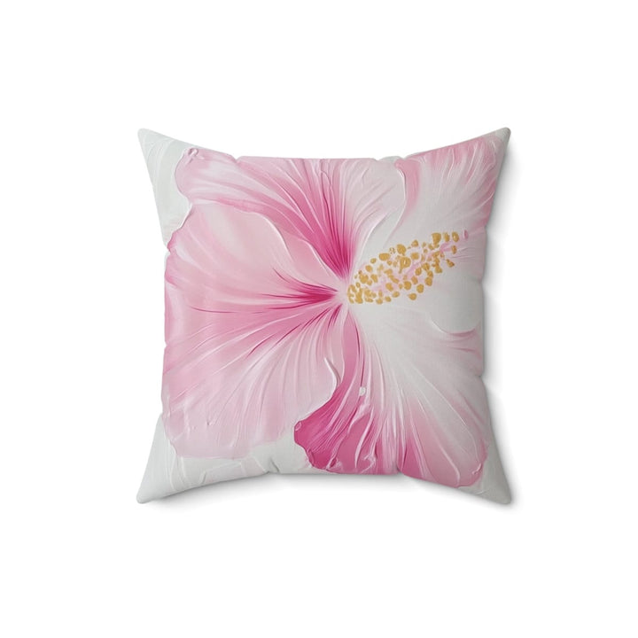 Tropical Throw Pillow | Pink Hibiscus Floral Cushion Cover for Coastal Decor
