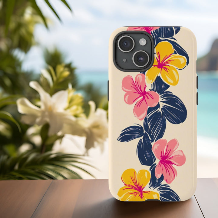 Tough Phone Case | Vintage Hawaiian Hibiscus Print for iPhone & Samsung