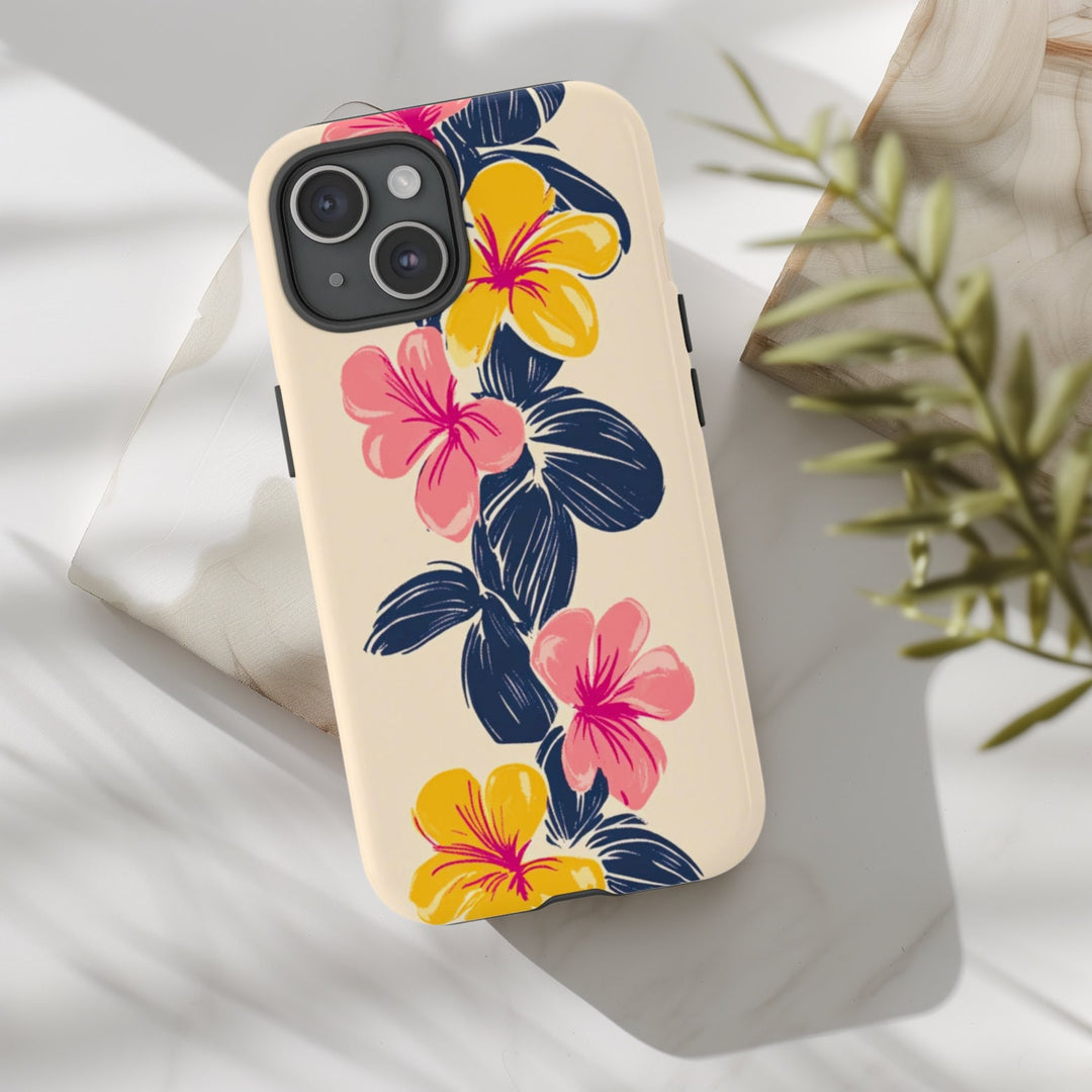 Tough Phone Case | Vintage Hawaiian Hibiscus Print for iPhone & Samsung