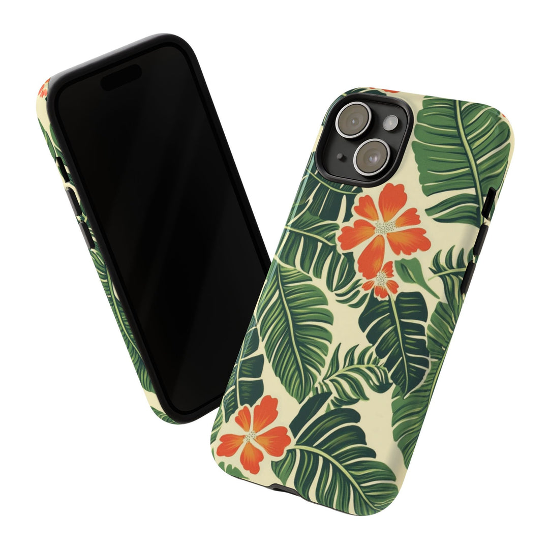 Tough Phone Case | Tropical Hibiscus & Leaf Print for iPhone & Samsung