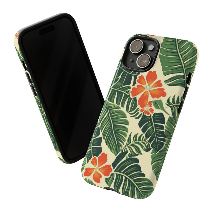 Tough Phone Case | Tropical Hibiscus & Leaf Print for iPhone & Samsung