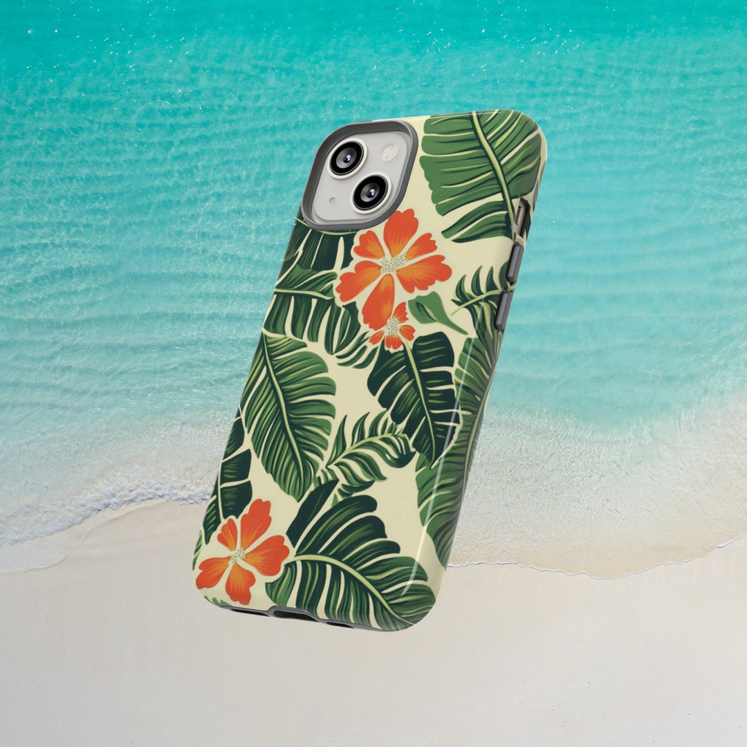Tough Phone Case | Tropical Hibiscus & Leaf Print for iPhone & Samsung