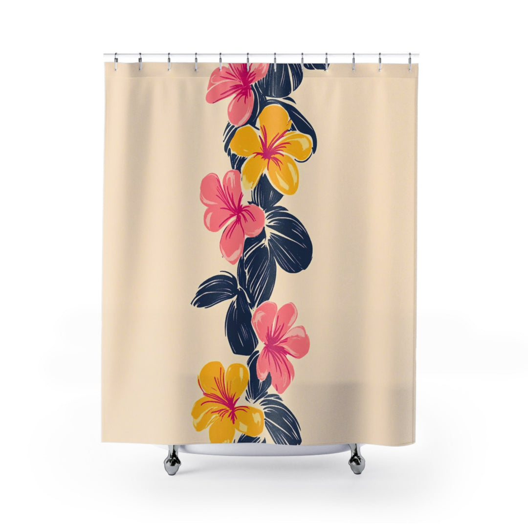 Vintage Hawaiian Shower Curtain | Tropical Floral Print & Boho Waterproof Decor