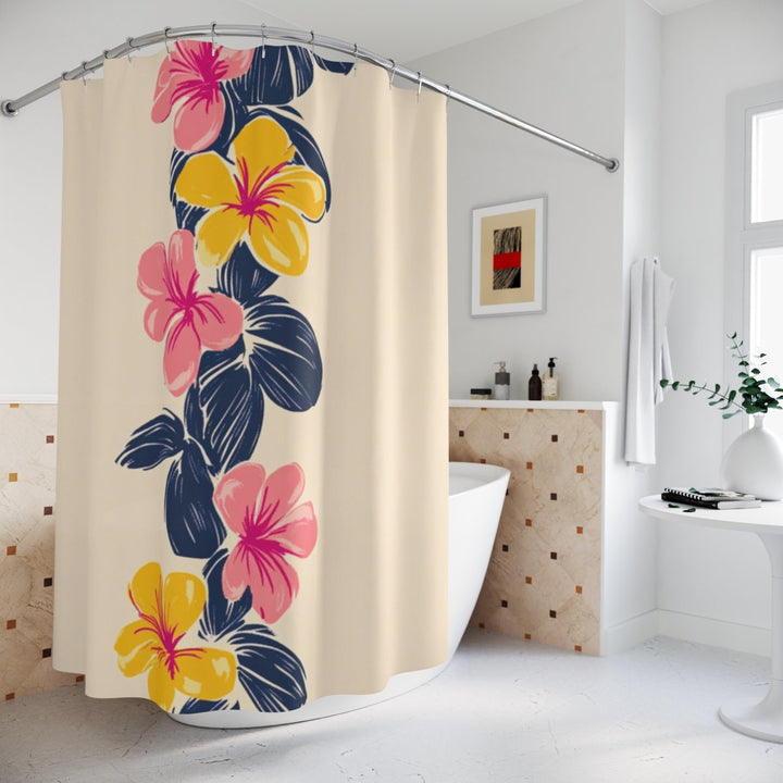 Vintage Hawaiian Shower Curtain | Tropical Floral Print & Boho Waterproof Decor