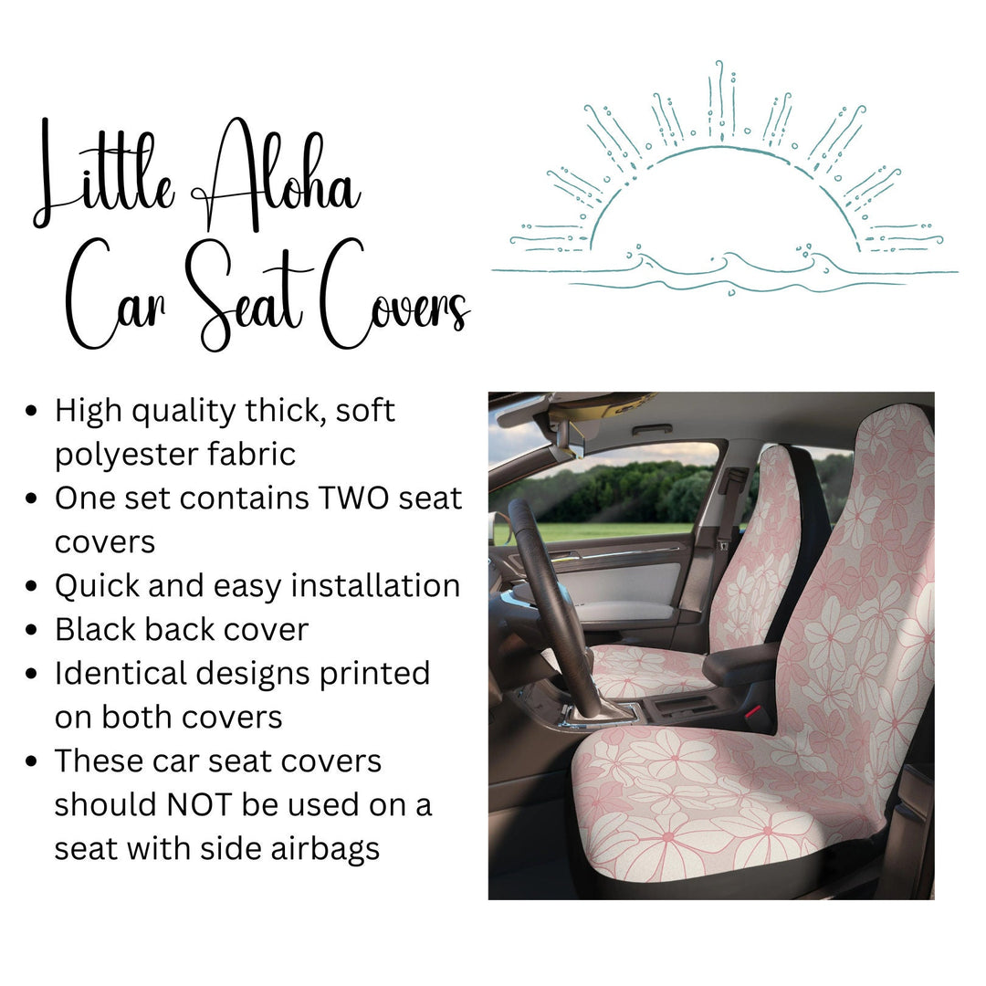 Vintage Hawaiian Car Seat Covers - Tropical Plumeria Print, Easy Install & Breathable Fabric
