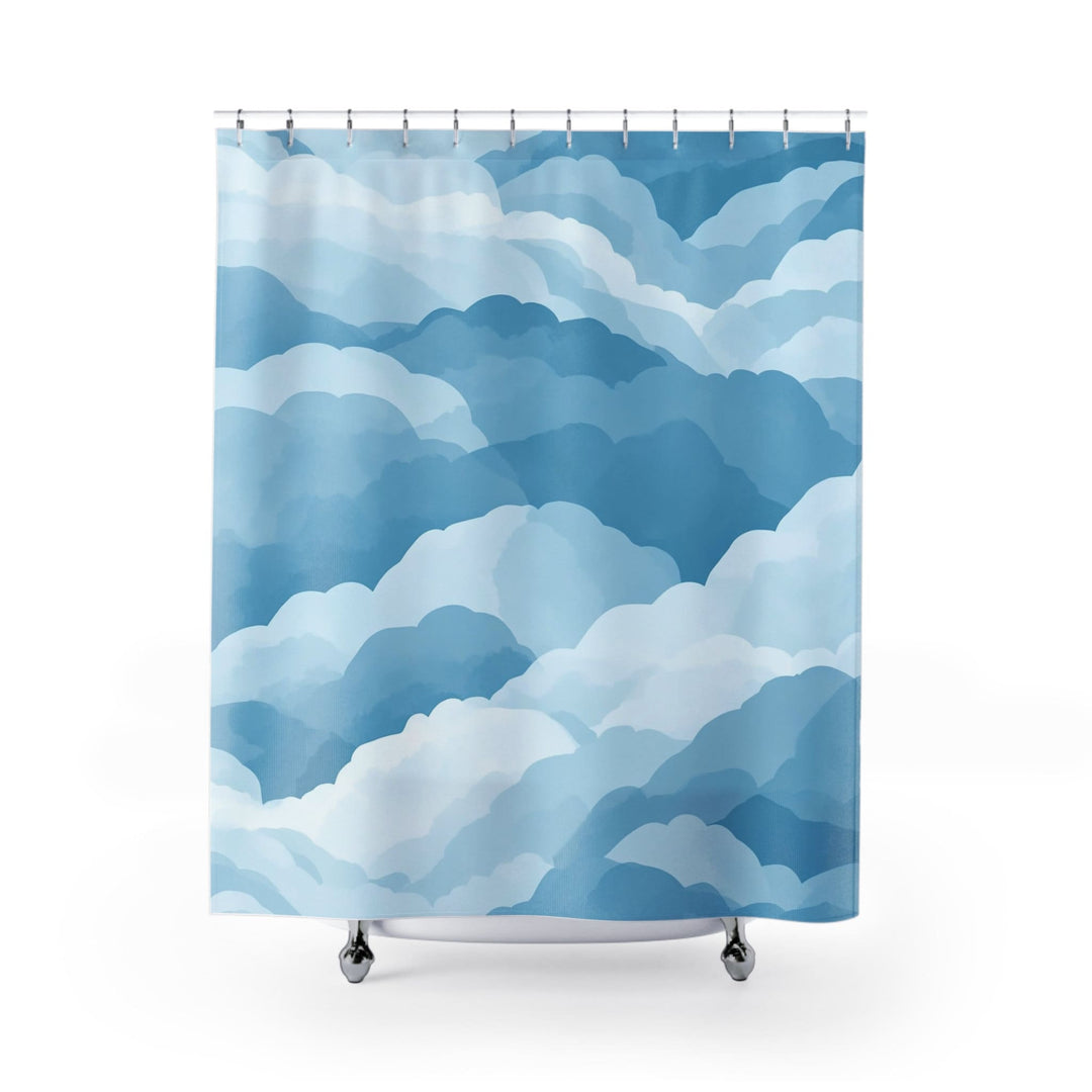 Cloud Shower Curtain | Blue White Boho Minimalist Bath Curtain for Bathroom Makeover