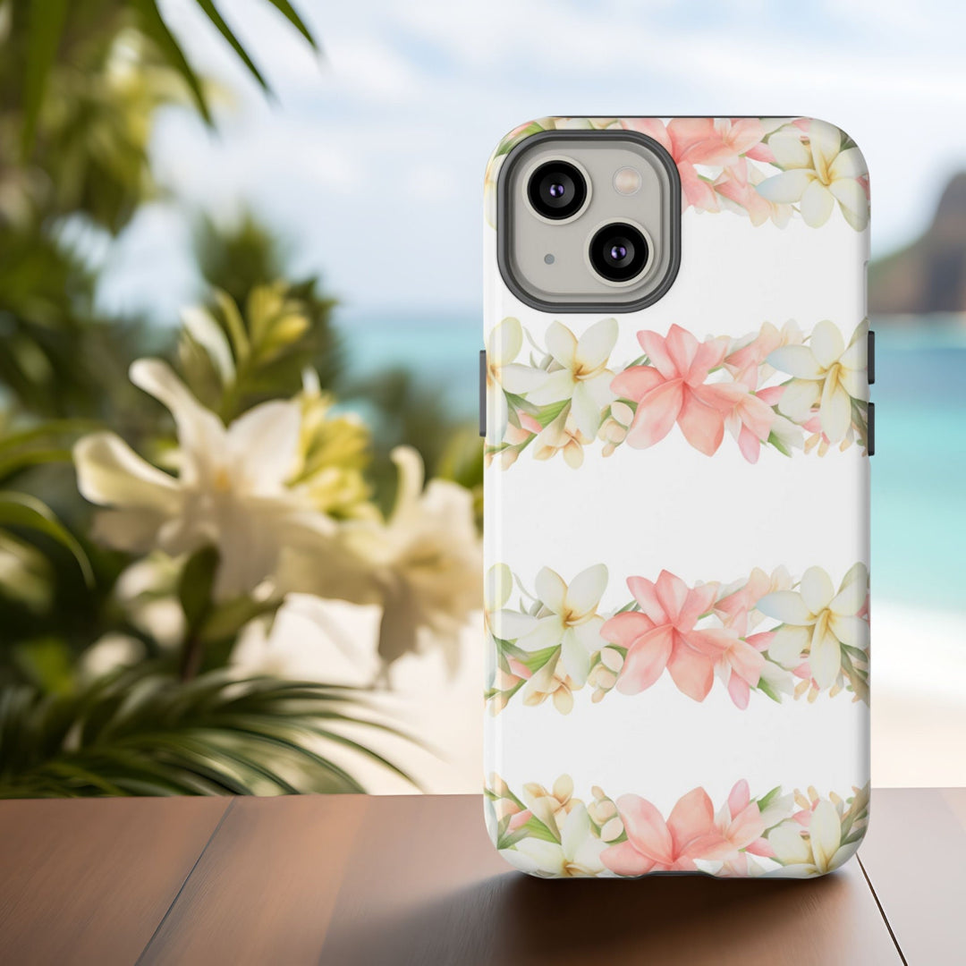 Hawaiian Flower Lei Phone Case: Pink Plumeria and Tuberose Design